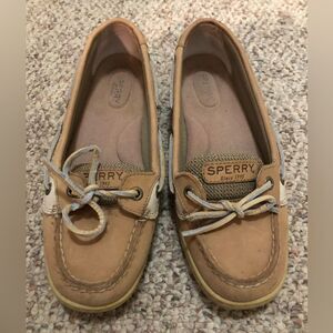Sperry Sz 7M Women's Angelfish Leather Boat Shoe Linen Oat 9102047